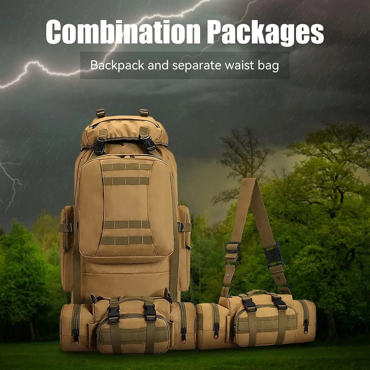 100L Camping Hiking Backpack Molle Rucksack Military Camping Backpacking Daypack