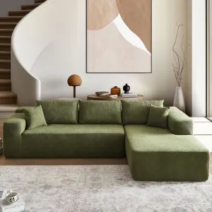 106" Cloud Sectional Couch with Comfy Chaise,L Shaped Modern Modular Sofa with Deep Seat,No Assembly Required Couch for Living Room Lounge,Green