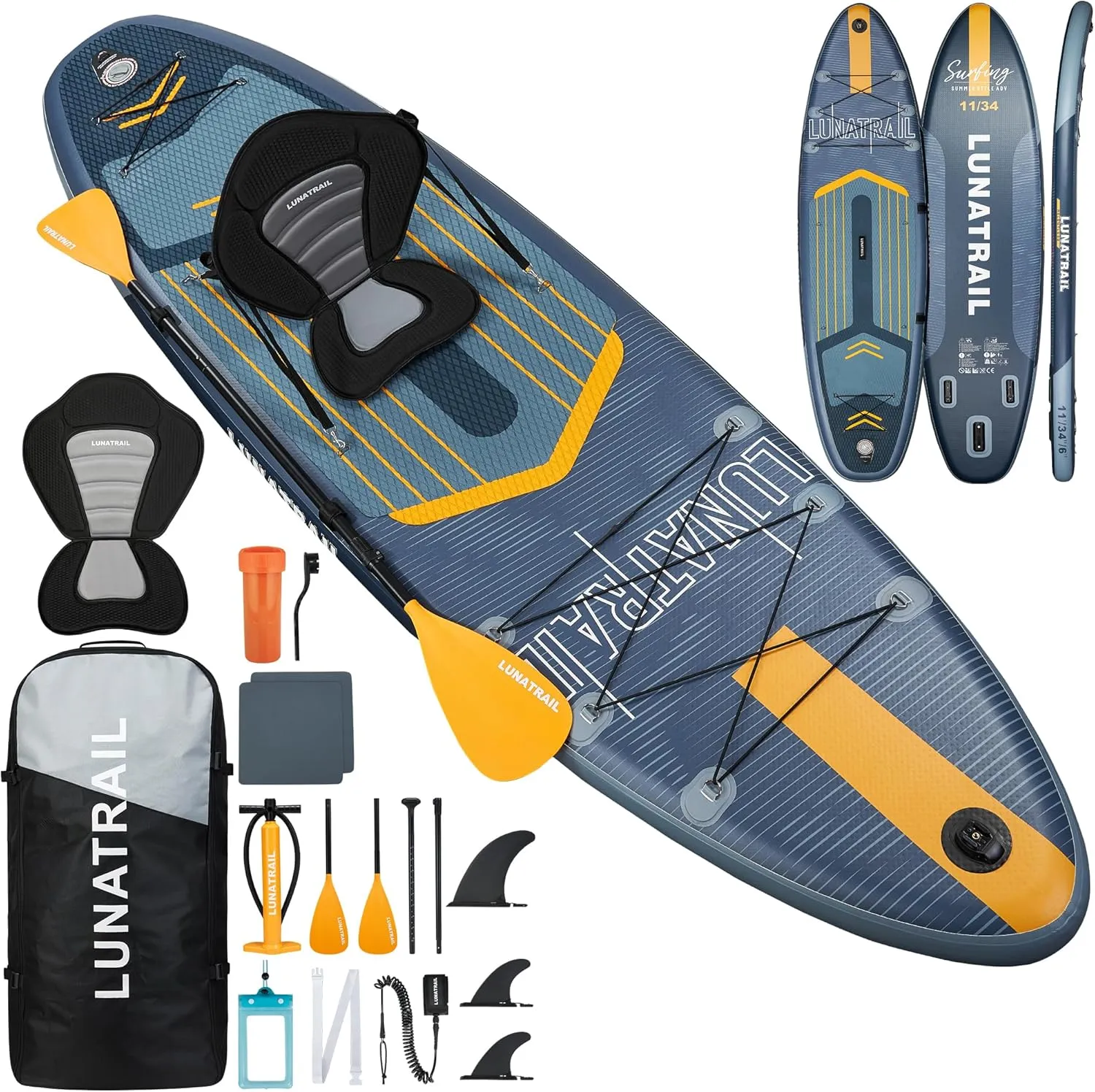【11'×34"】 Extra Long/Extra Wide Premium Inflatable Stand Up Paddle Board (SUP) – Portable & Lightweight for Yoga, Surfing, Family Fun | Complete Kit with Paddle, Pump, Bag | Durable Design