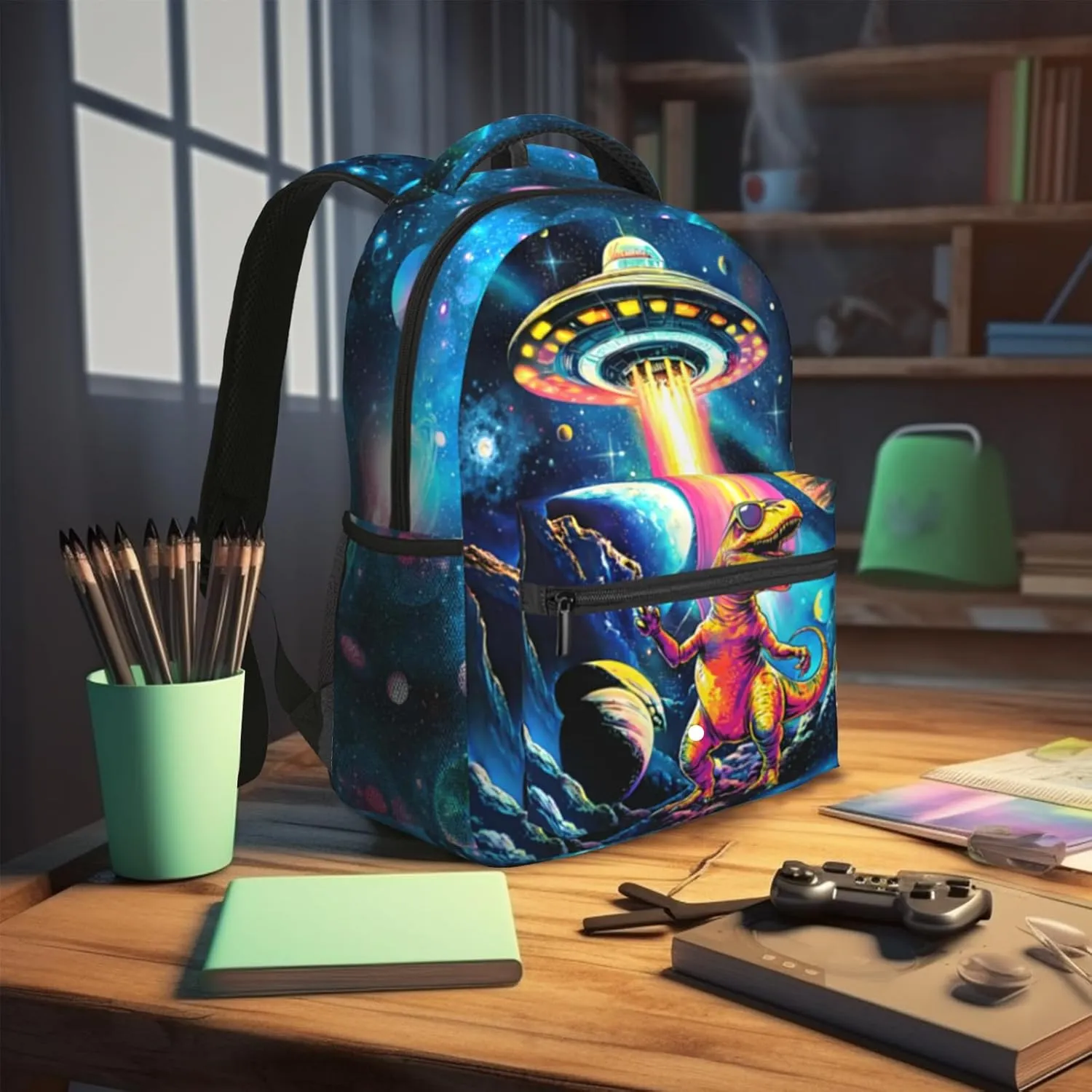 15 Inch Dinosaur Backpack for Boys Ages 6-8, Lightweight School Bookbag with Large Capacity & Padded Ergonomic Back, Ideal for Kindergarten & Elementary