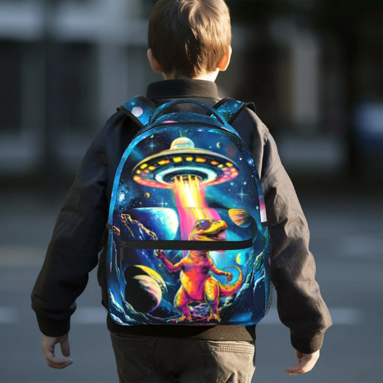 15 Inch Dinosaur Backpack for Boys Ages 6-8, Lightweight School Bookbag with Large Capacity & Padded Ergonomic Back, Ideal for Kindergarten & Elementary