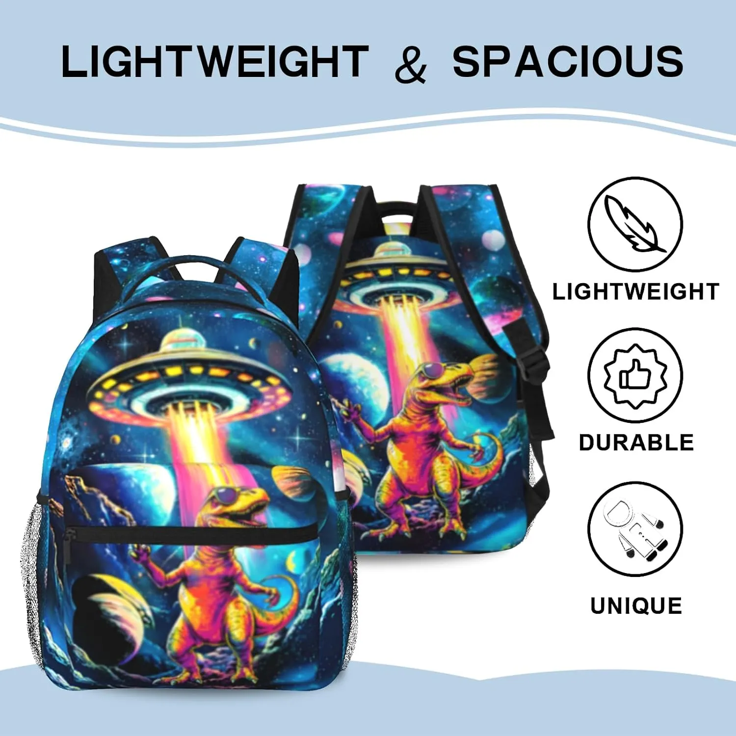 15 Inch Dinosaur Backpack for Boys Ages 6-8, Lightweight School Bookbag with Large Capacity & Padded Ergonomic Back, Ideal for Kindergarten & Elementary