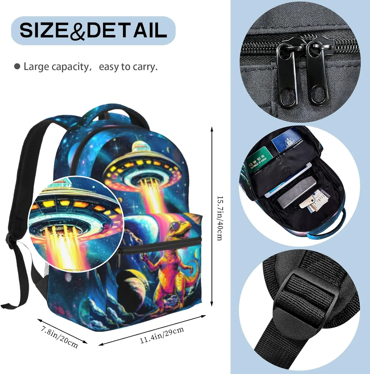 15 Inch Dinosaur Backpack for Boys Ages 6-8, Lightweight School Bookbag with Large Capacity & Padded Ergonomic Back, Ideal for Kindergarten & Elementary
