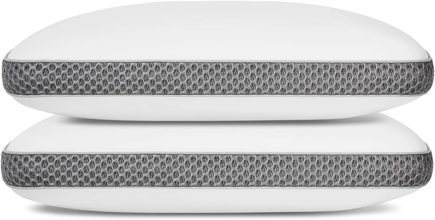 2 Pack Cooling Bed Pillows for Sleeping, Memory Foam Bed Pillows Queen Size Set of 2, Gel Pillow for Sleepers Cool Pillow for Side Back and Stomach Sleepers,Supportive（Grey）
