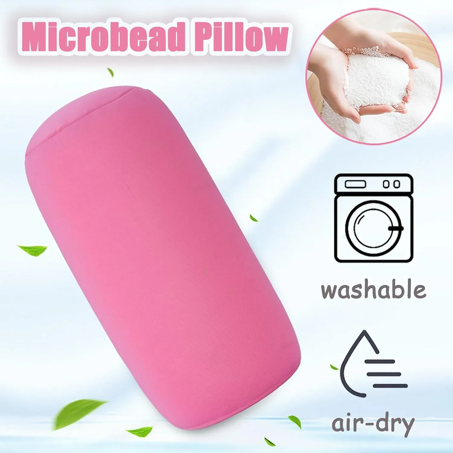 2 Pcs Microbead Bolster Tube Pillow, Squishy Neck Arm Back Support Roll Body Cushion Pillows Cylinder Bean Bag Throw Pillow for Plane Car Travel Recliner Sleeping, 11.8 x 6.3 Inch, Black   Red