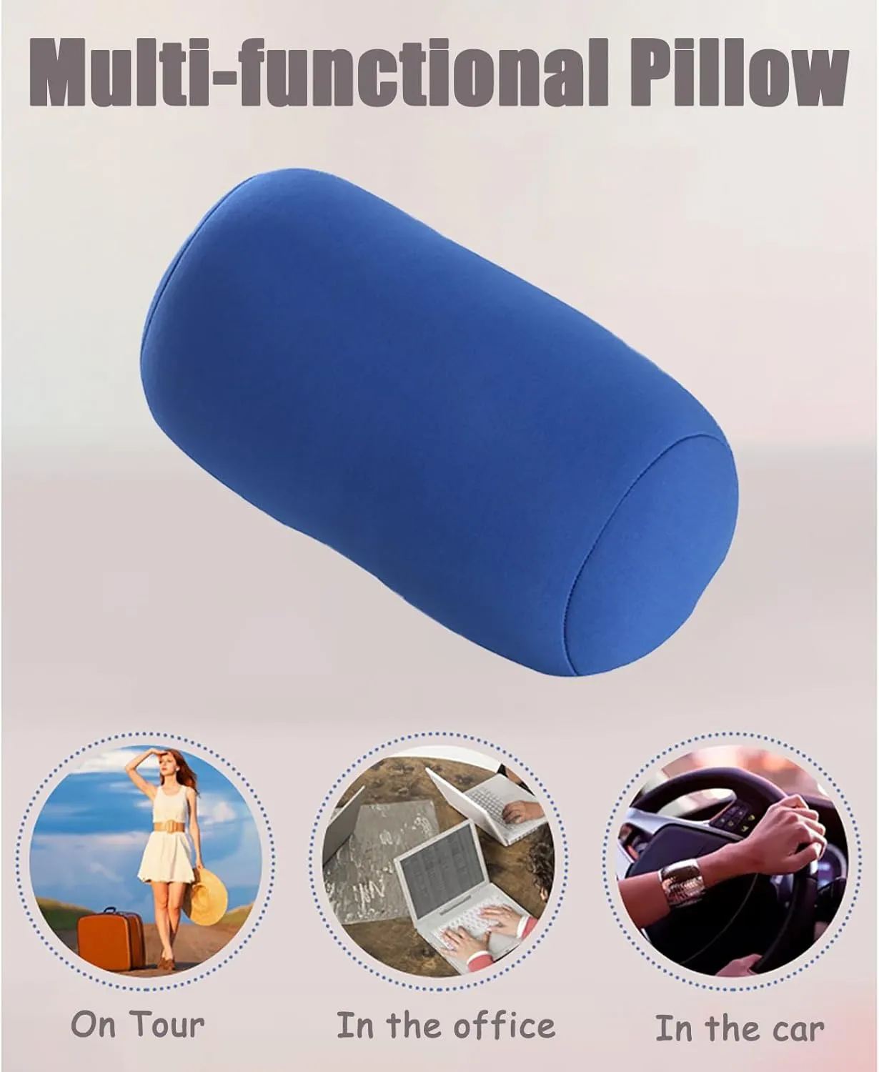 2 Pcs Microbead Bolster Tube Pillow, Squishy Neck Arm Back Support Roll Body Cushion Pillows Cylinder Bean Bag Throw Pillow for Plane Car Travel Recliner Sleeping, 11.8 x 6.3 Inch, Black   Red