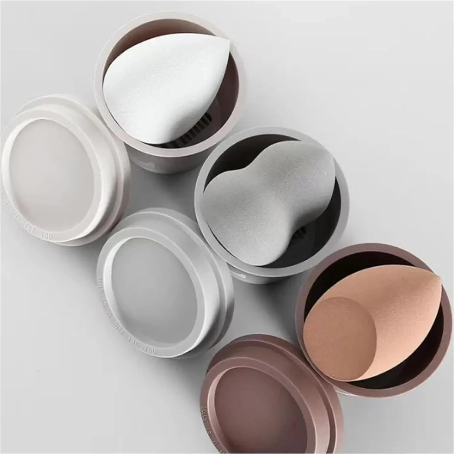 3 Pack Empty Coffee Cup Shape Beauty Sponge Holder Powder Puff Display Stand Powder Puff Sponge Holder Storage Box Cosmetic Drying Box(Pink)