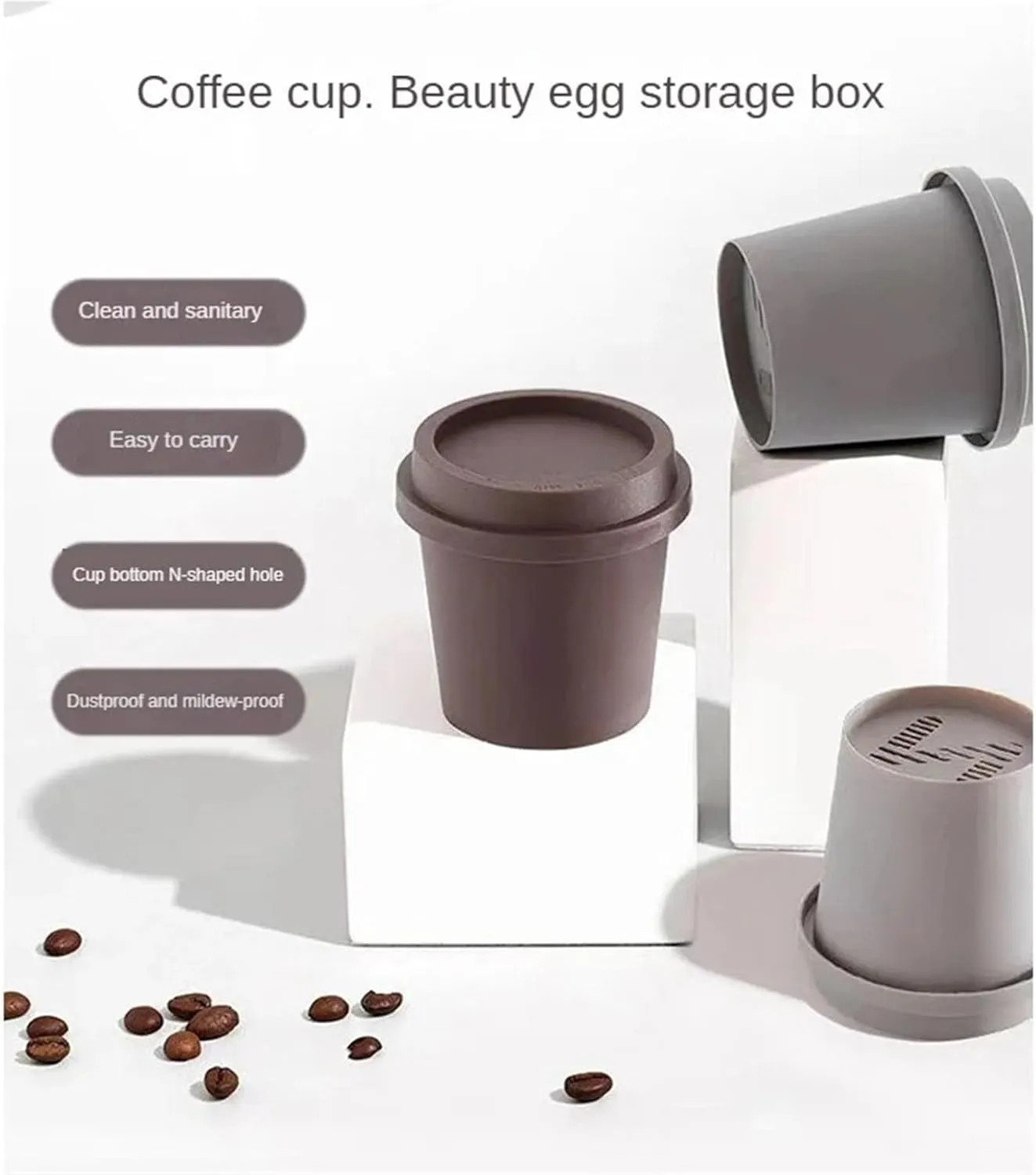 3 Pack Empty Coffee Cup Shape Beauty Sponge Holder Powder Puff Display Stand Powder Puff Sponge Holder Storage Box Cosmetic Drying Box(Pink)