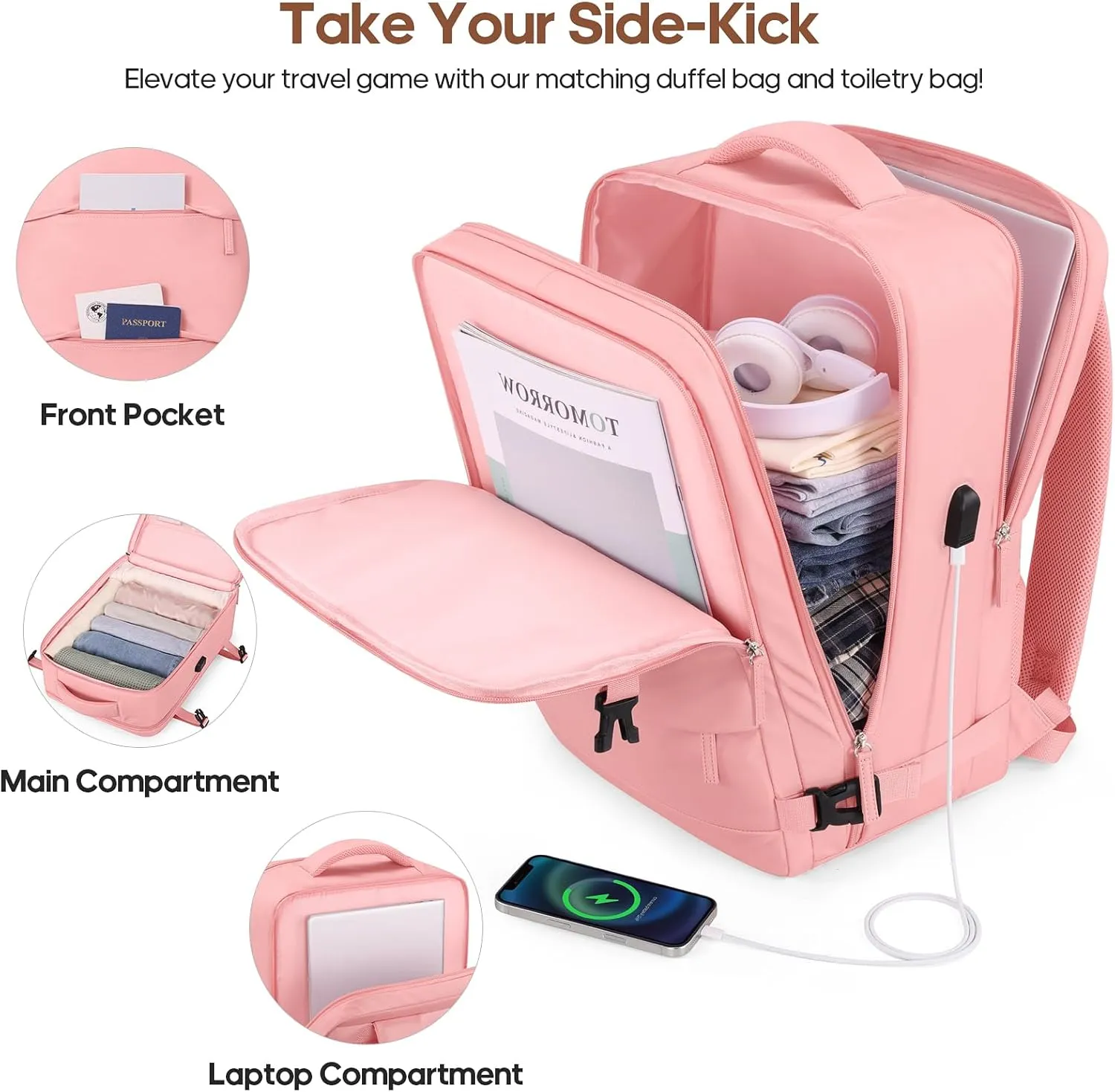 3-Piece Polycarbonate Luggage Set with Backpack