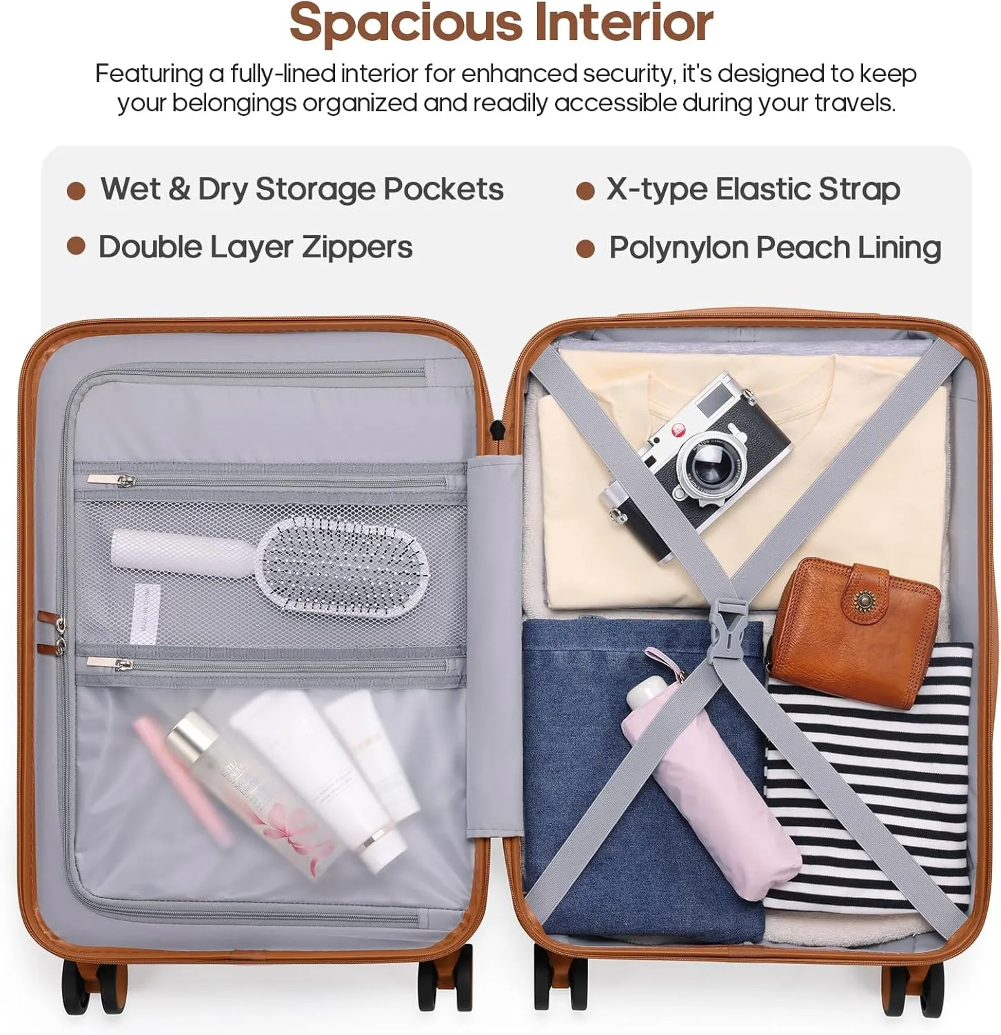 3-Piece Polycarbonate Luggage Set with Backpack