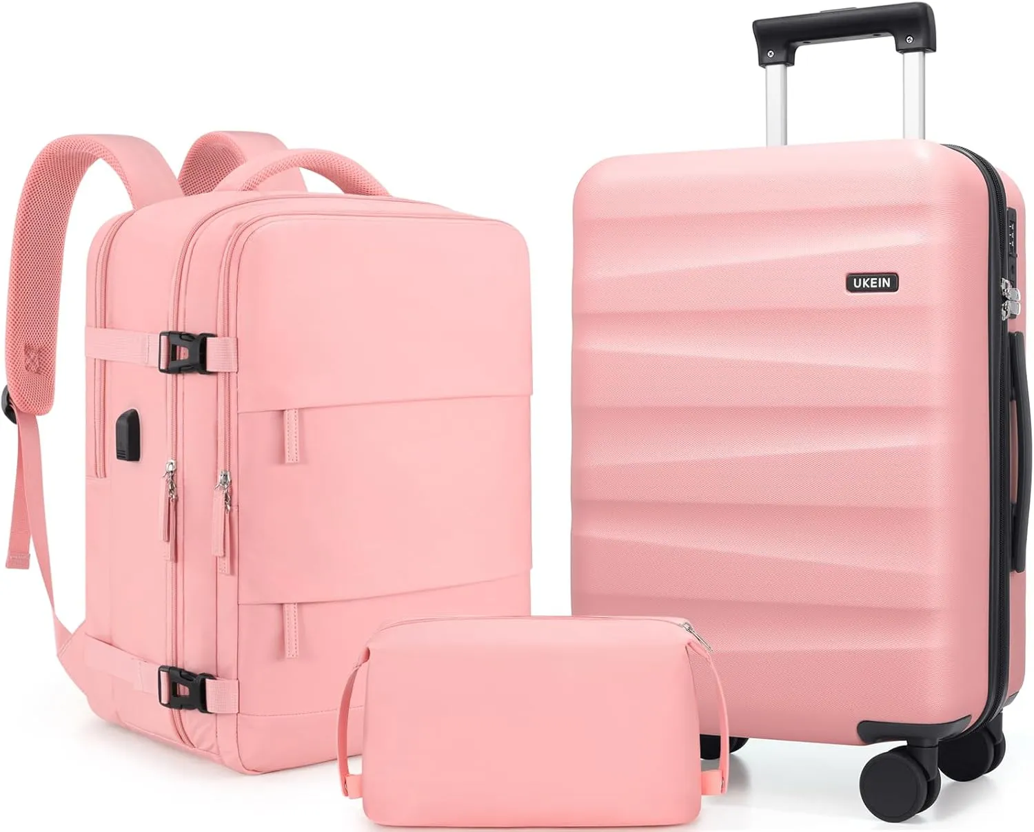 3-Piece Polycarbonate Luggage Set with Backpack