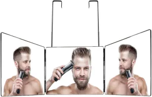 3 Way Mirror for Self Cutting, 360 Degree Mirror for Shaving, Grooming, Dye Hair and Makeup - Adjustable Height Brackets, Portable for Travel, Bedrooms, Bathroom