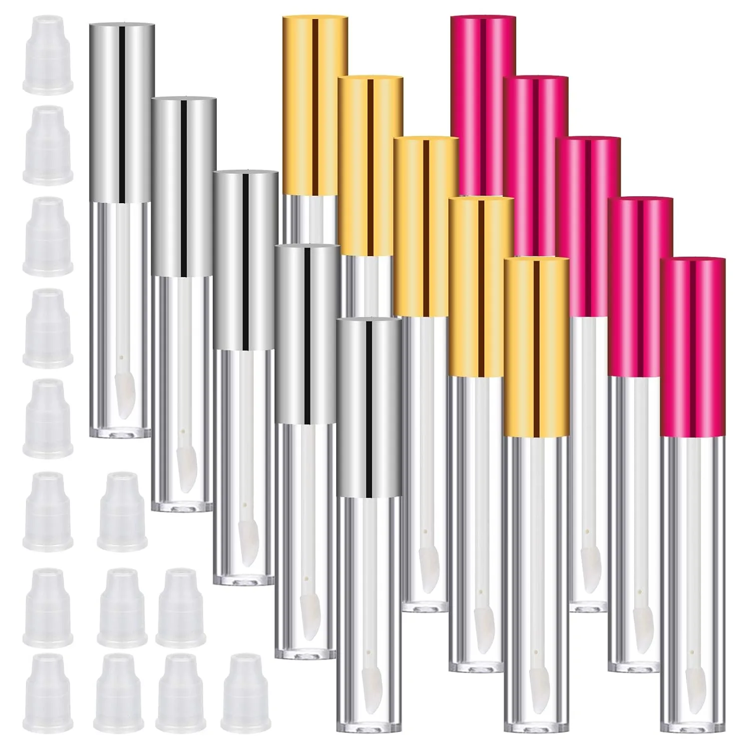 30 Pieces 10ml Empty Lip Balm Bottle Plastic Lip Gloss Tube Reusable Lipstick Bottle Clear Lip Gloss Containers with Rubber Stoppers for DIY Lip Gloss