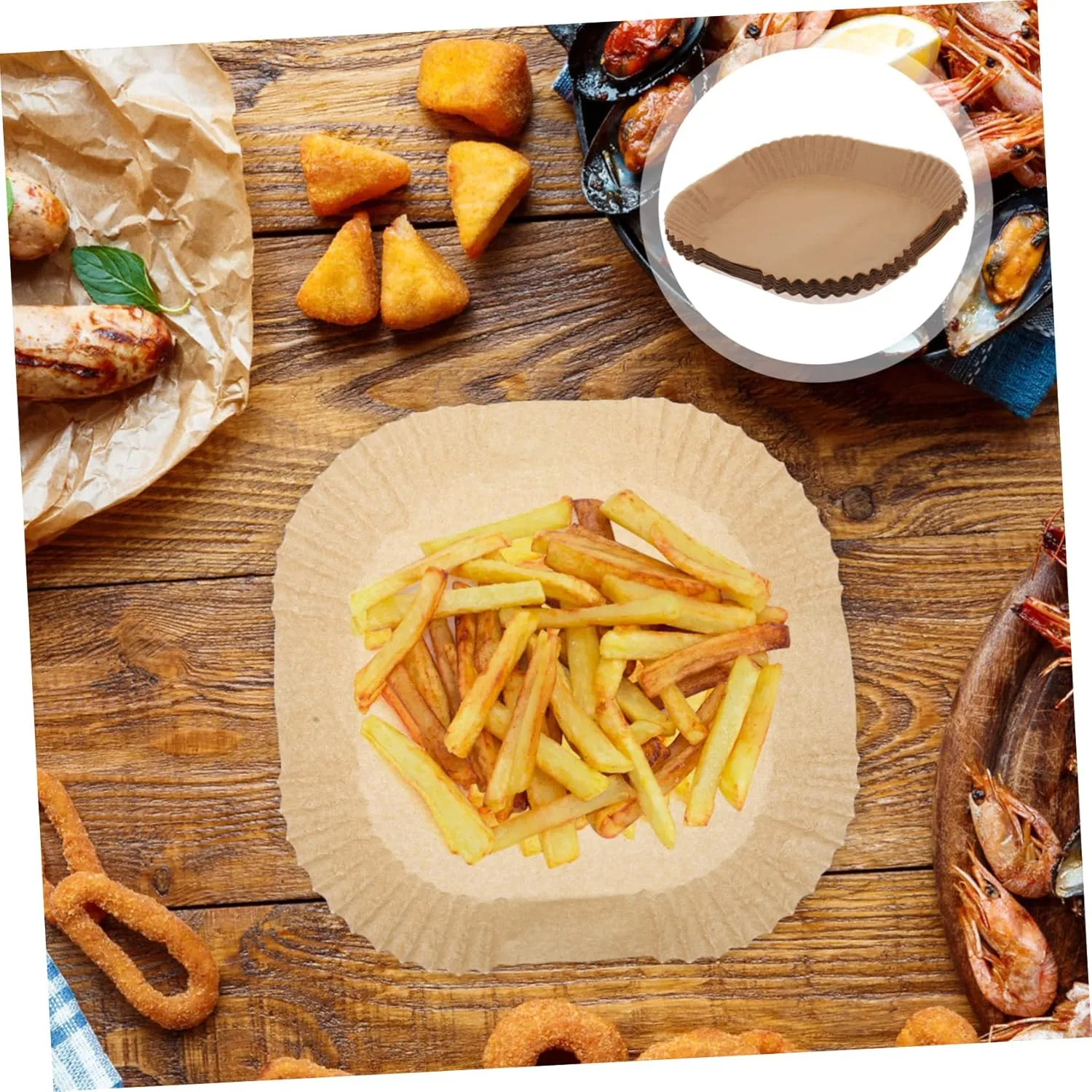 300Pcs Air Fryer Paper Liners Non Stick Baking Mat for Air Fryers and Ovens Grease Cooking Design for Healthier Cooking for Home and Restaurant Use