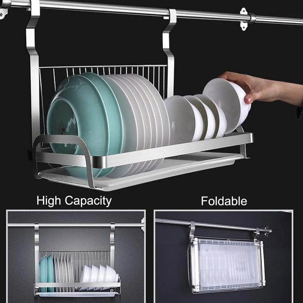 304 Stainless Steel Kitchen Shelves Wall Hanging Turret 3 Layer Spice Jars Organizer Foldable Dish Drying Rack Kitchen Utensils Holder