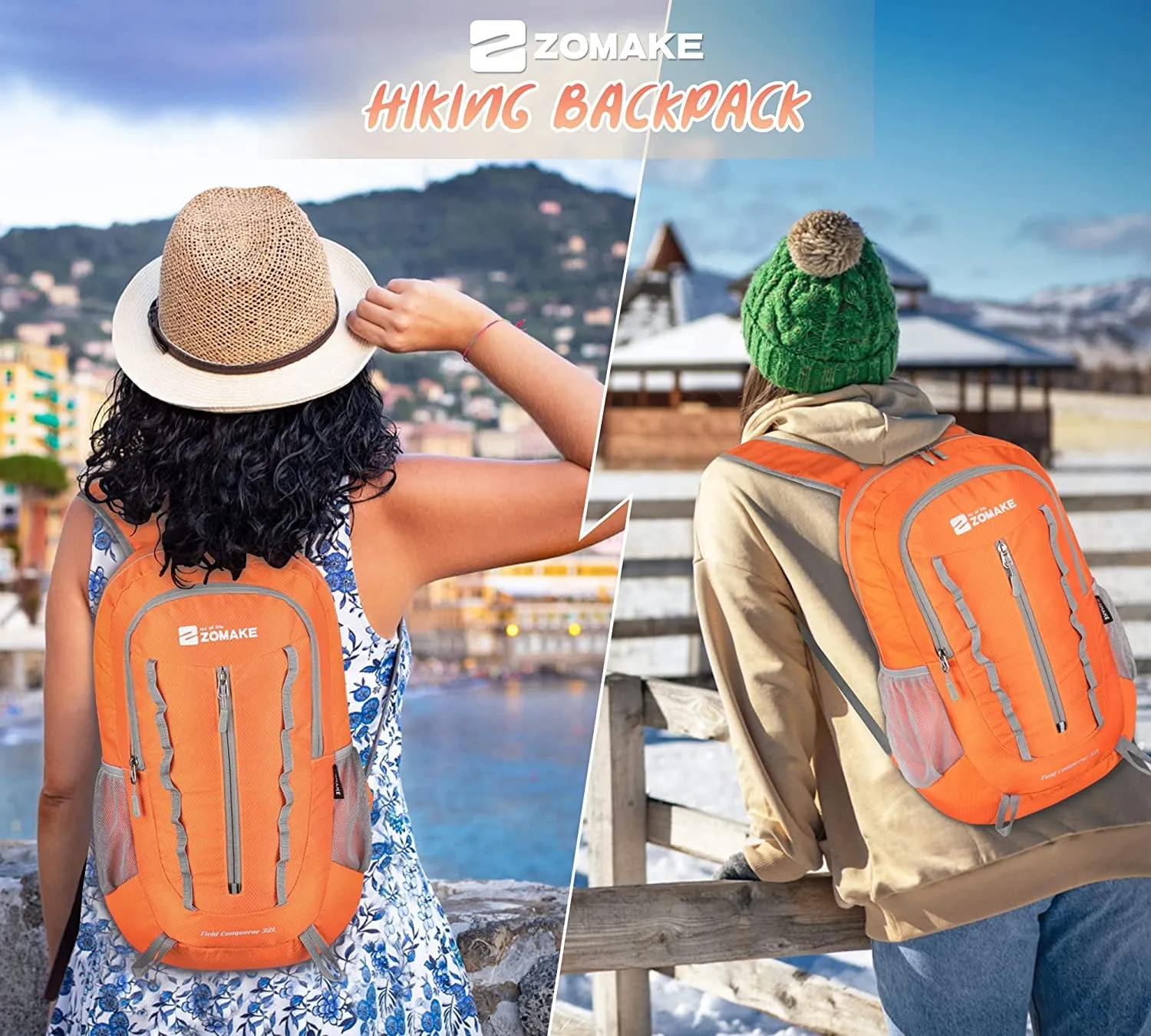 32L Lightweight Water-Resistant Packable Hiking Backpack