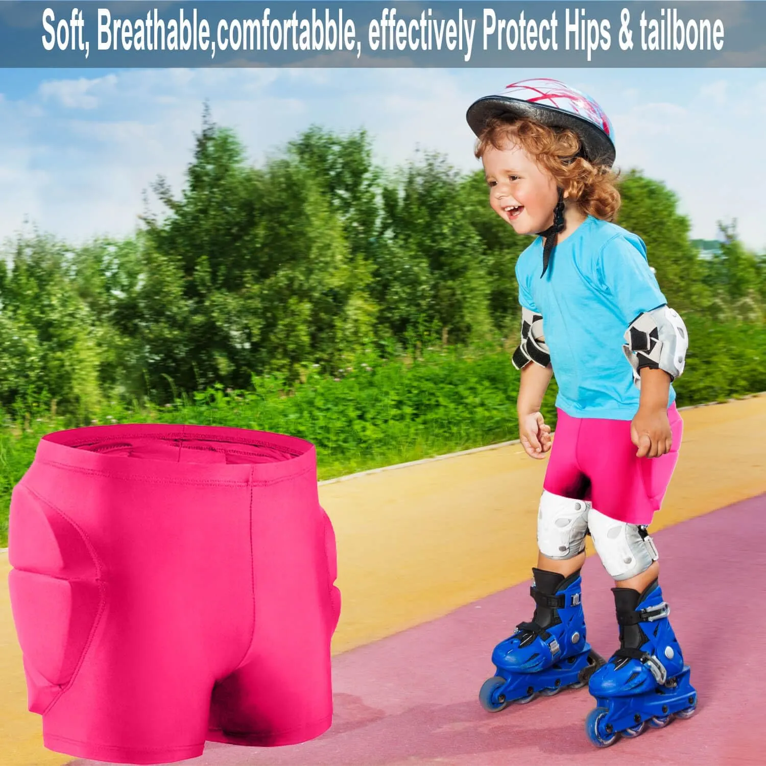 3D Hip Protective Pads Ski Pants-Thickened EVA Skateboard Crash Pad for Skating，Protective Padded Shorts for HIPS Tail Bone
