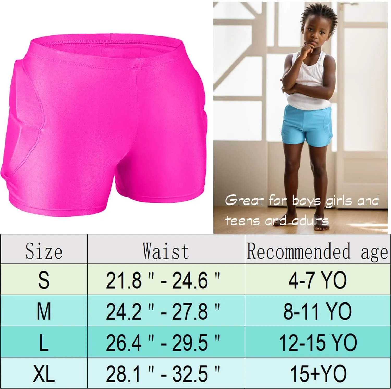 3D Hip Protective Pads Ski Pants-Thickened EVA Skateboard Crash Pad for Skating，Protective Padded Shorts for HIPS Tail Bone