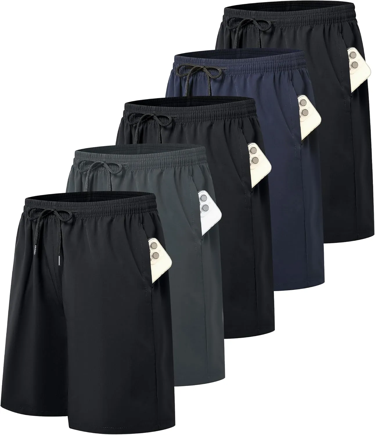 5 Pack Mens Athletic Gym Workout Shorts Quick Dry Basketball Running Lightweight Shorts with Pockets