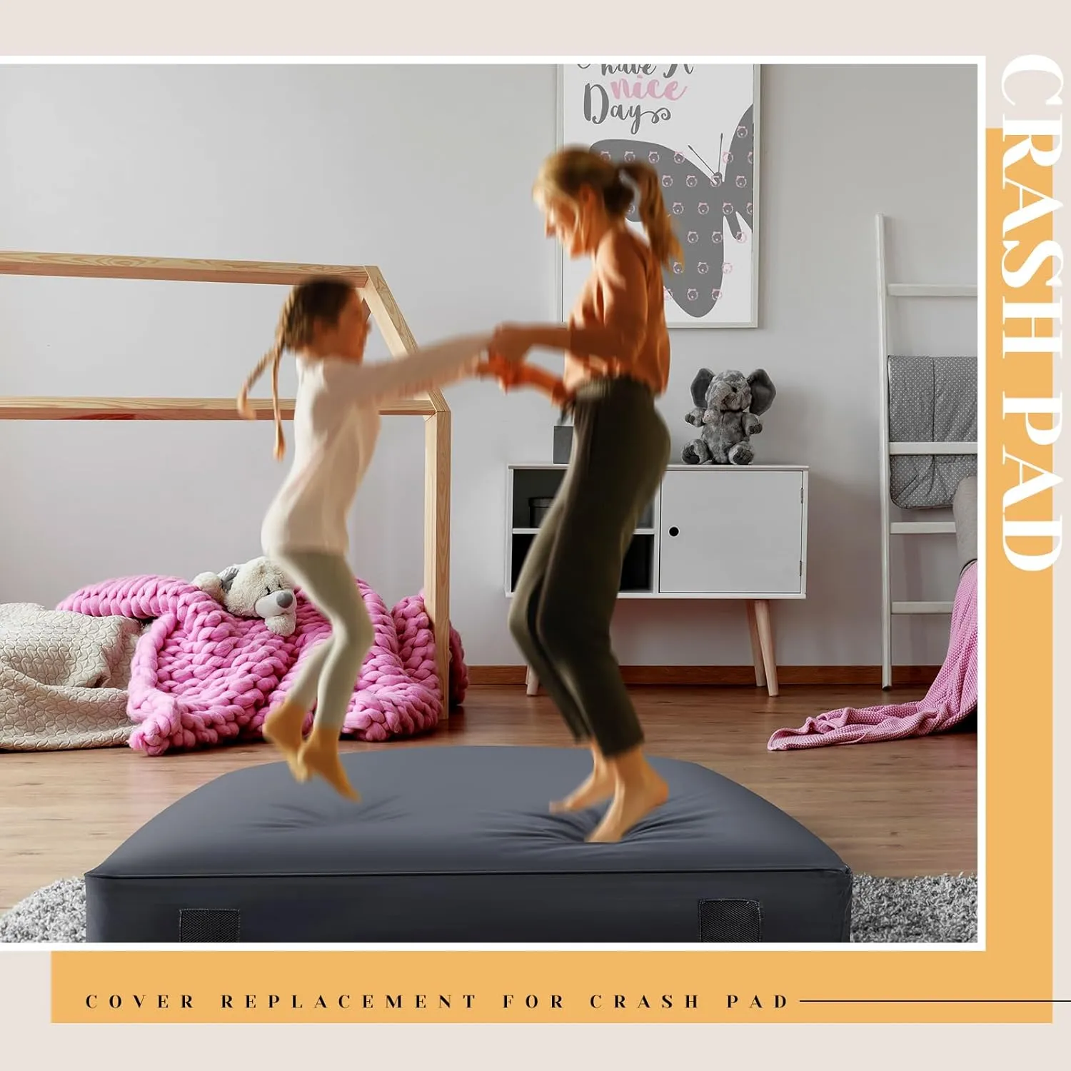 5' x 5' or 3' x 4' Cover Replacement for Crash Pad, Sensory Crash Pads Cover for Kids and Adult, Durable and Safe, Machine-Washable, Pads Sheet Only