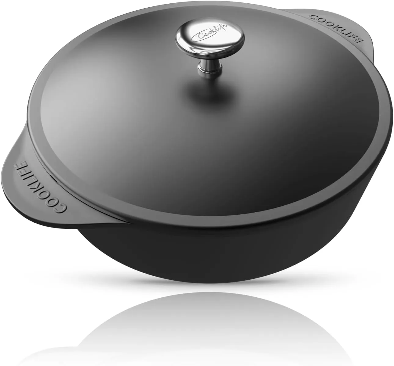 5.5 Quart Lightweight Pre-Seasoned Cast Iron Dutch Oven with Lid - Smooth Polished Surface, Easy to Clean Cast Iron Pot Use in the Oven, on the Stove or Grill, Over a Campfire