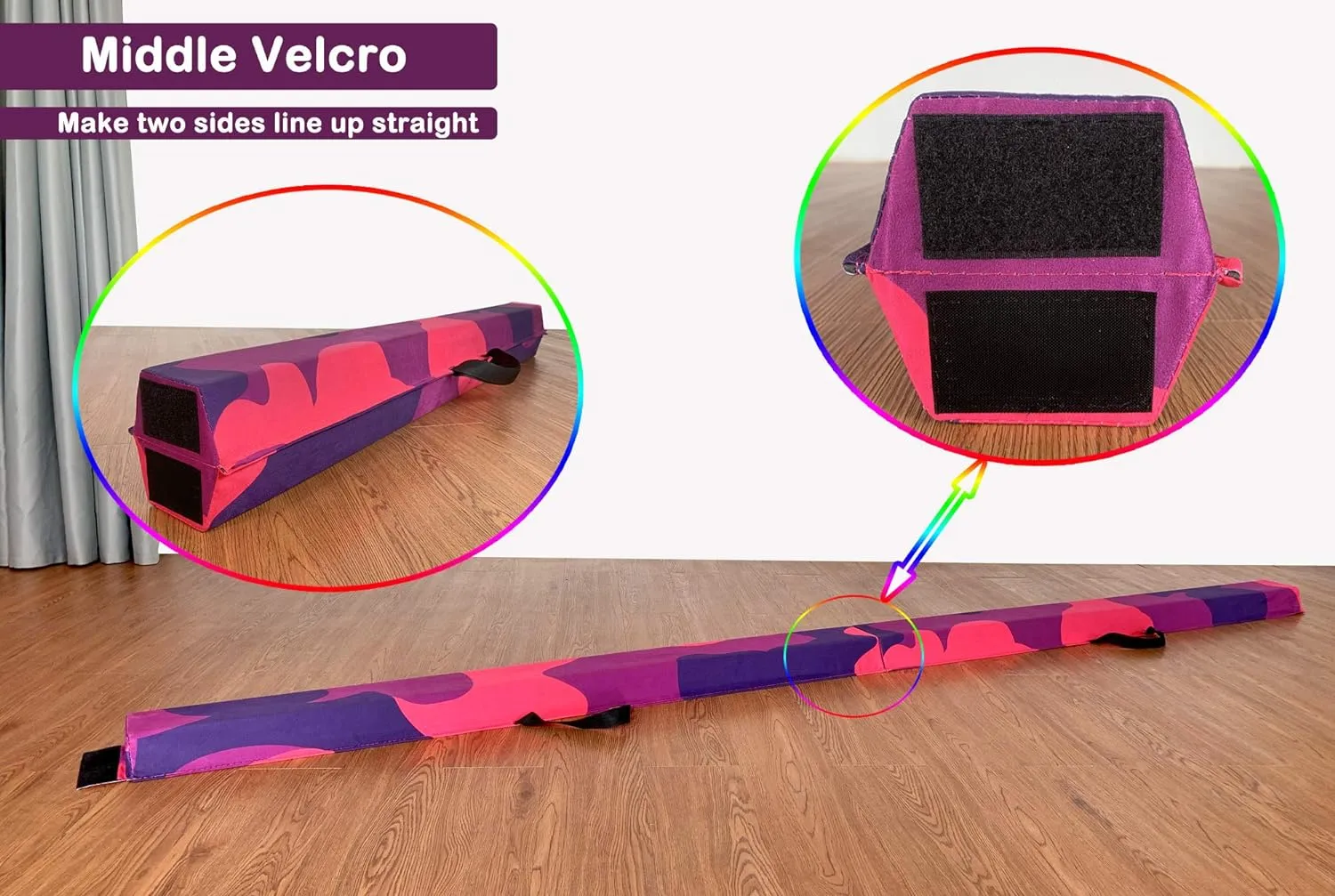 6 FT / 8 FT / 9 FT Folding Gymnastics Beam Foam Balance Floor Beam - Extra Firm - Suede Cover - Anti Slip Bottom with Carry Bag for Kids/Adults Home Use