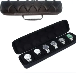 6 Slots Watch Travel for Case Hard Watch Roll Organizer Fits Wrist Watches & for Smart Watches Up to 1.61x0.33x0.35inch,Watch Bages