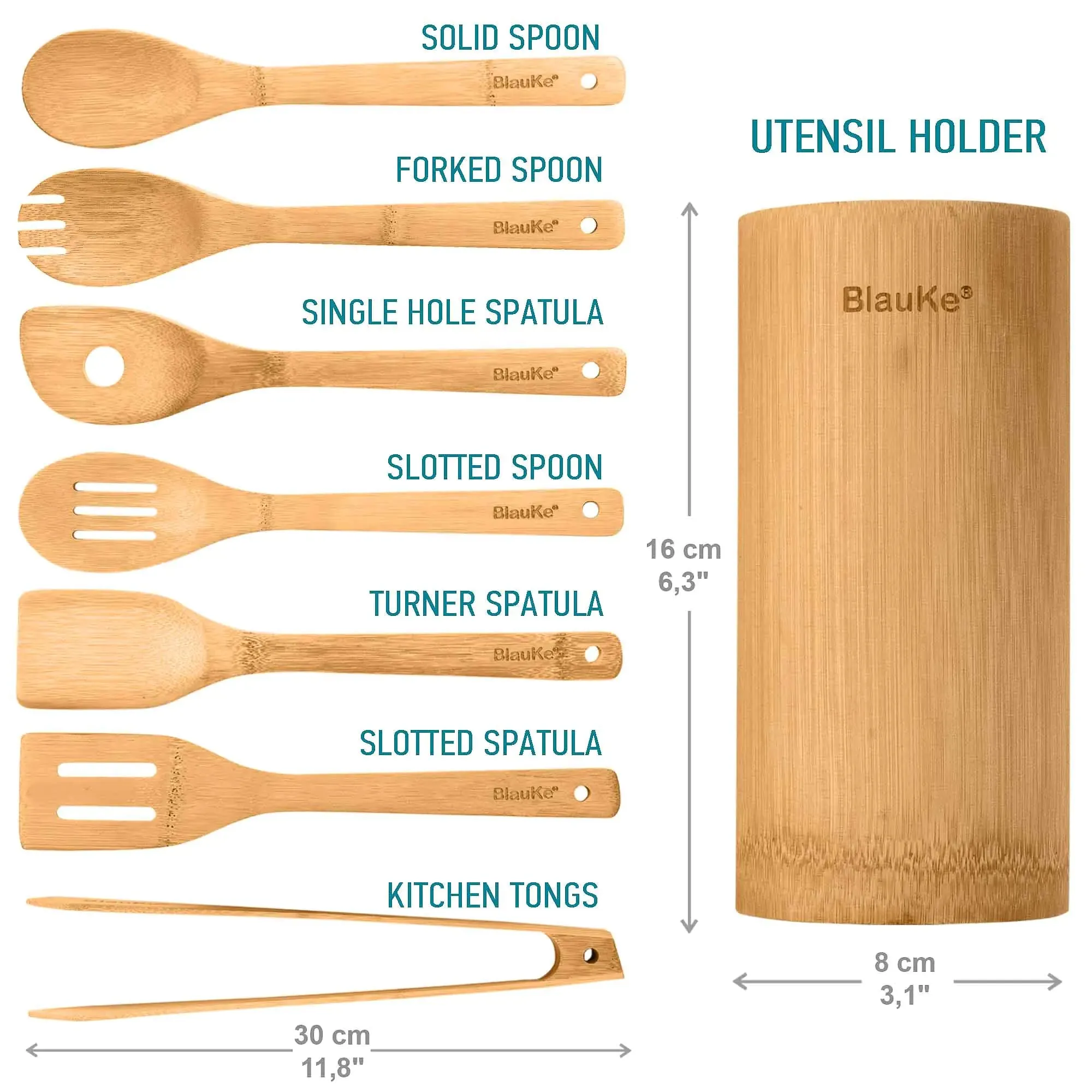 (8 Best-selling Set Bamboo Pack) Worth the price Utensils Kitchen