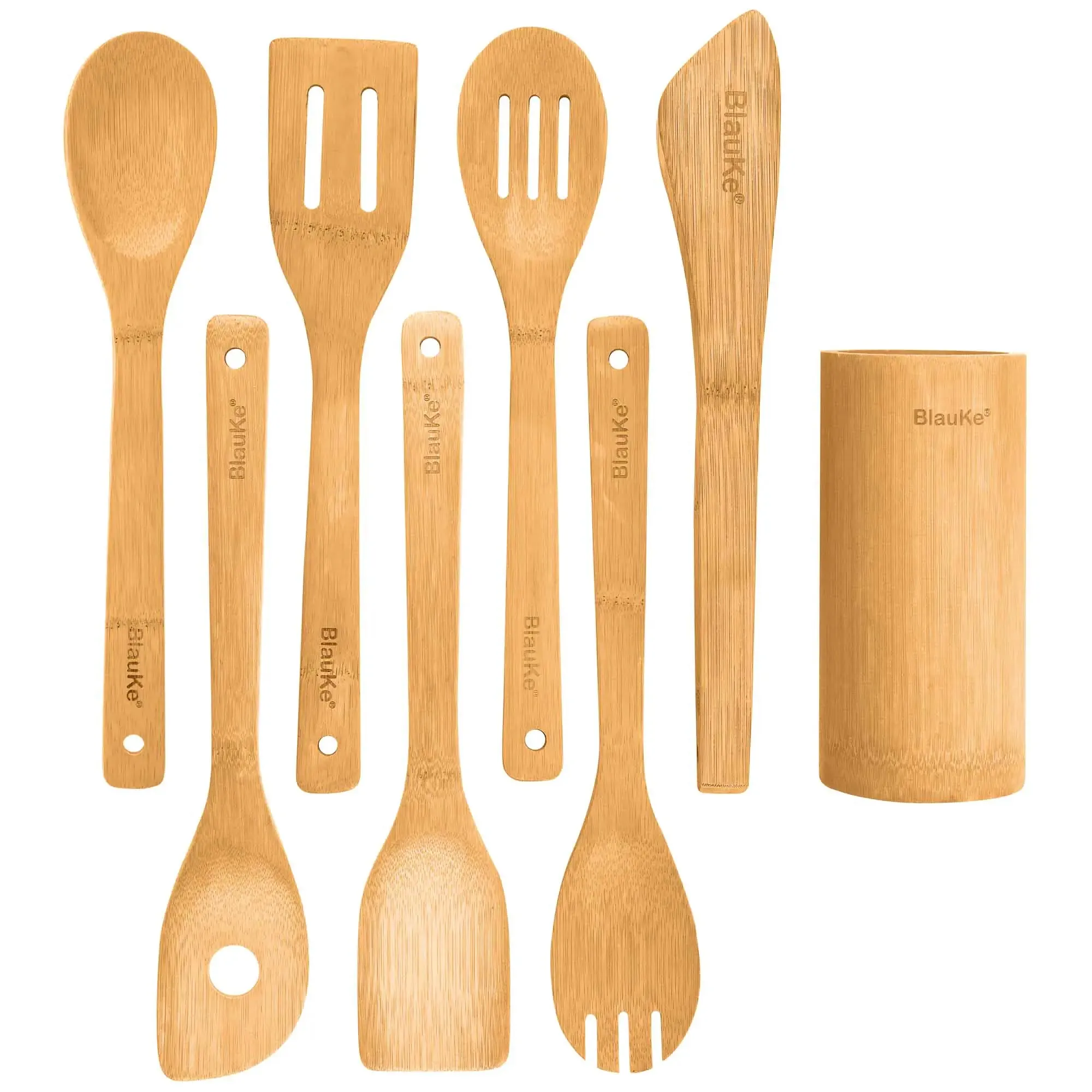 (8 Best-selling Set Bamboo Pack) Worth the price Utensils Kitchen