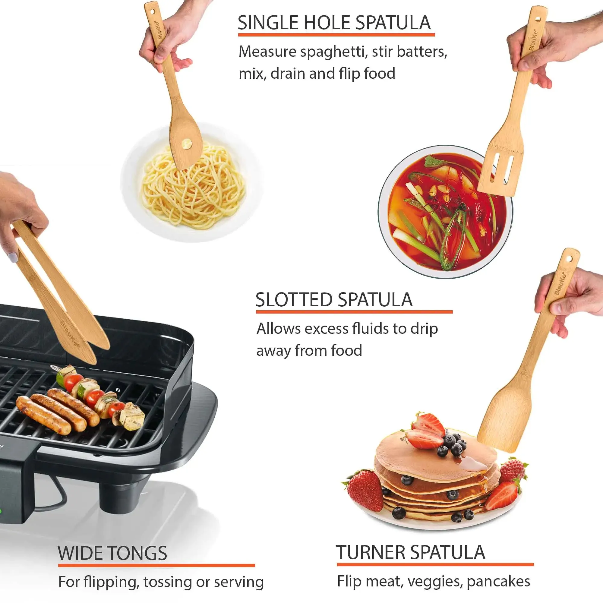 (8 Best-selling Set Bamboo Pack) Worth the price Utensils Kitchen