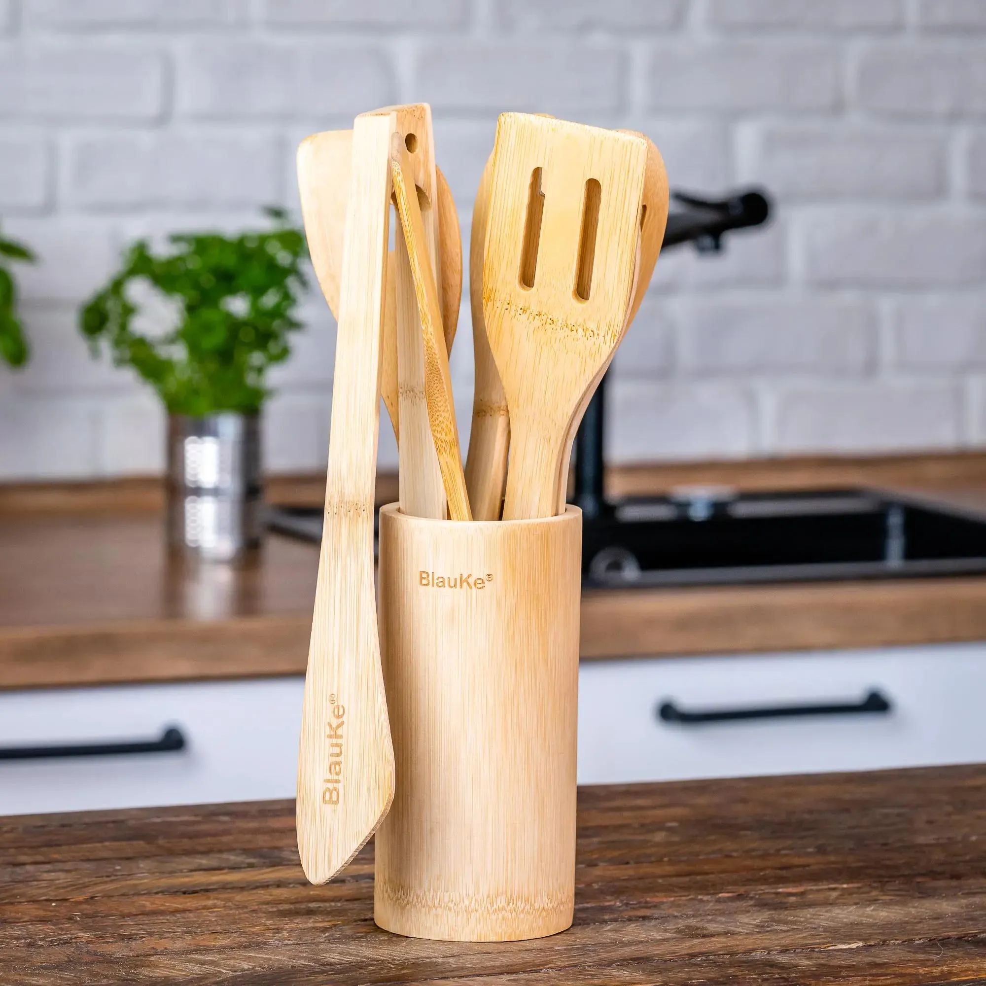 (8 Best-selling Set Bamboo Pack) Worth the price Utensils Kitchen
