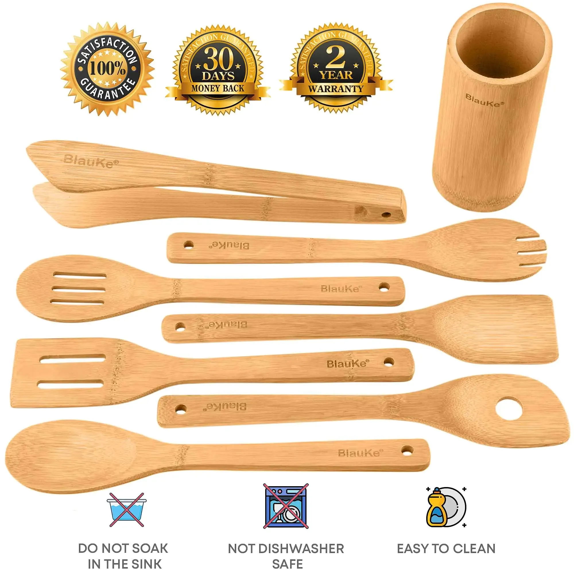 (8 Best-selling Set Bamboo Pack) Worth the price Utensils Kitchen
