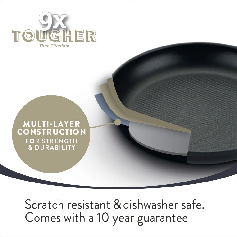9 X Tougher: Non-Stick Frying Pan, Saucepan & Milk Pan Set - 5 Pieces
