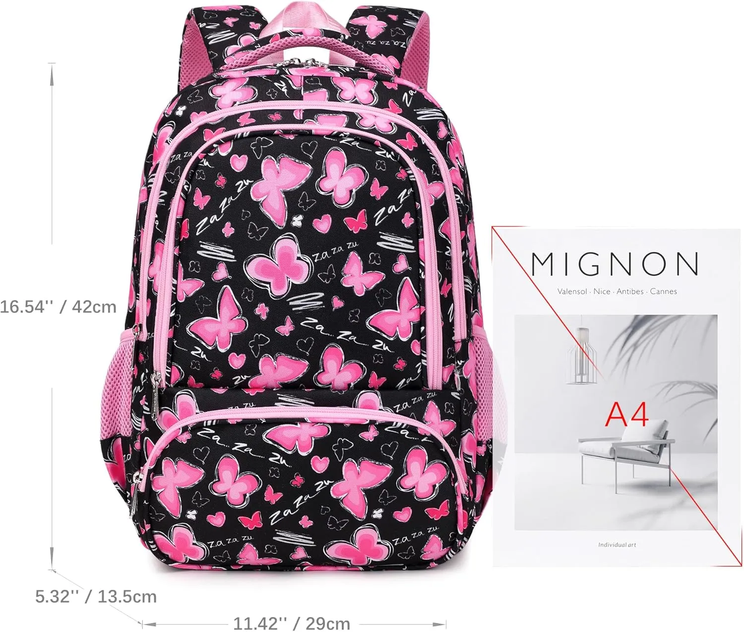abshoo Lightweight Kids Backpack For Girls Ages 6-8 Kindergarten Elementary School Bookbag Girls School Bag 8-10 (Butterfly)