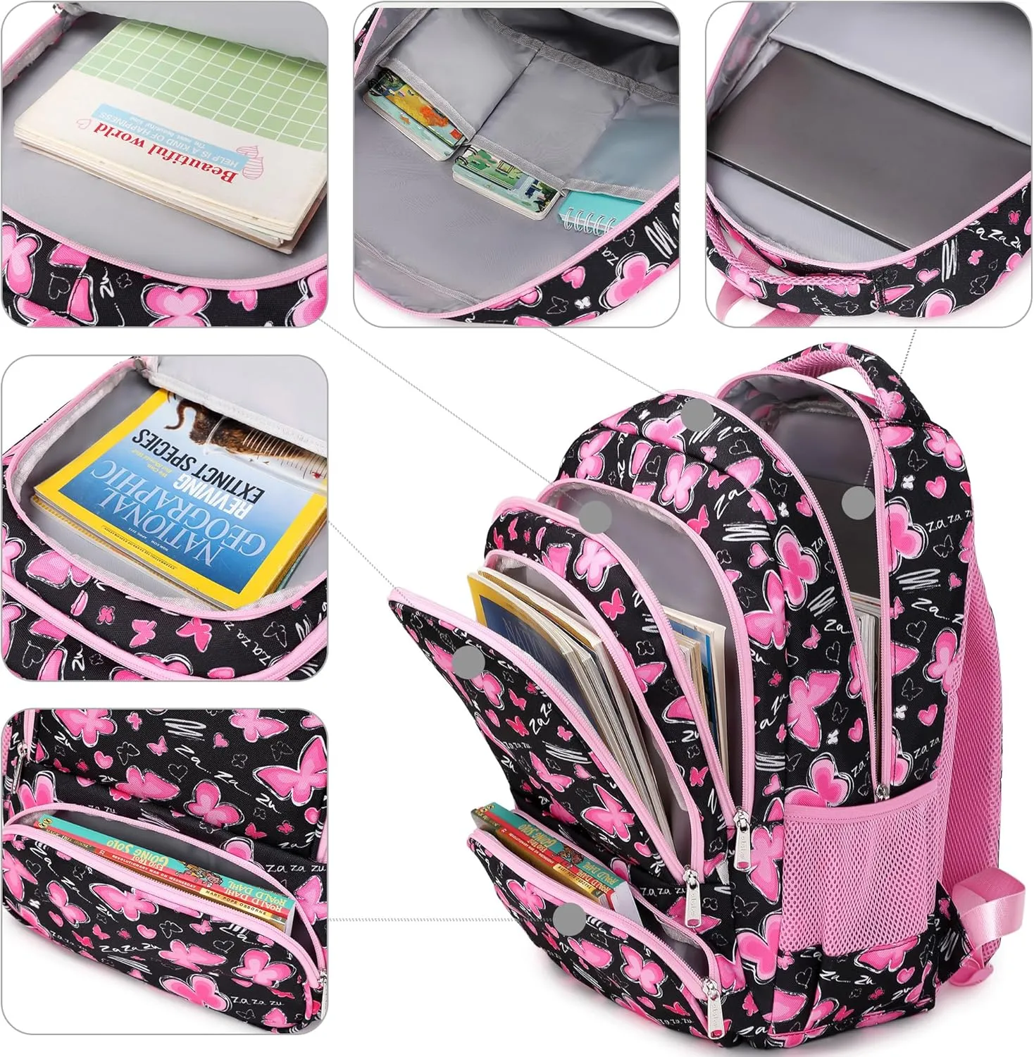 abshoo Lightweight Kids Backpack For Girls Ages 6-8 Kindergarten Elementary School Bookbag Girls School Bag 8-10 (Butterfly)