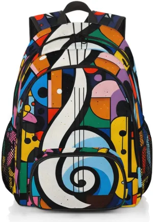 Abstract Music Notation Backpack for Women Men Travel Casual Daypack Laptop iPad Tablet Shoulder Bag Lightweight Backpack with Multiple Pockets