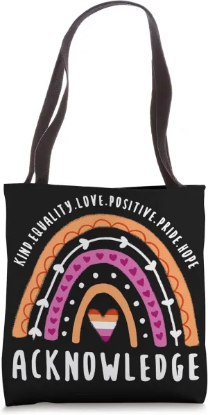 Acknowledge Lesbian Pride Rainbow Tote Bag