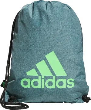 adidas Ready Sackpack, Drawstring Backpack for Women and Men, Lightweight Small Gym Bag, Twill Preloved Teal/Lime Burst Green, One Size