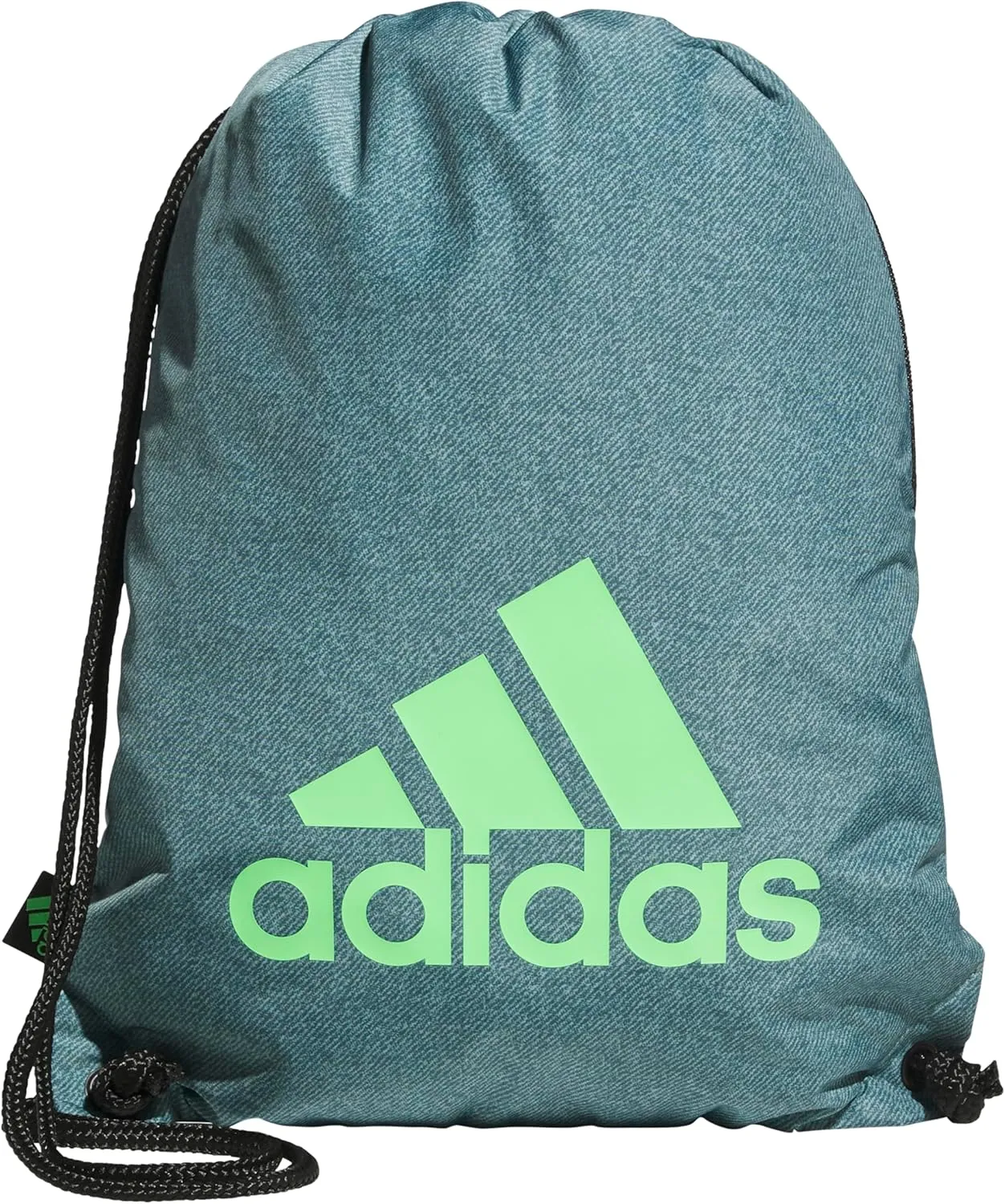 adidas Ready Sackpack, Drawstring Backpack for Women and Men, Lightweight Small Gym Bag, Twill Preloved Teal/Lime Burst Green, One Size