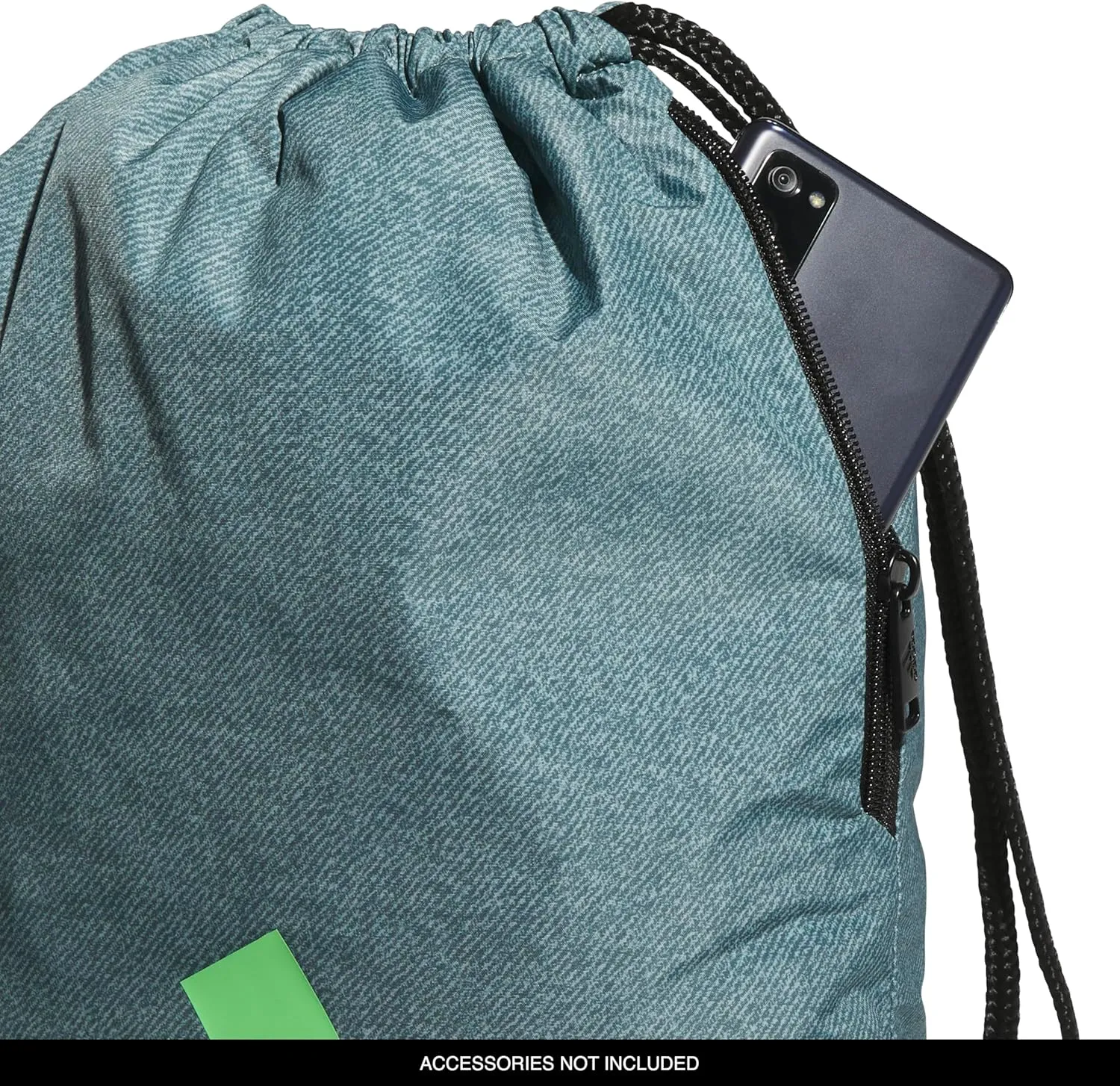 adidas Ready Sackpack, Drawstring Backpack for Women and Men, Lightweight Small Gym Bag, Twill Preloved Teal/Lime Burst Green, One Size