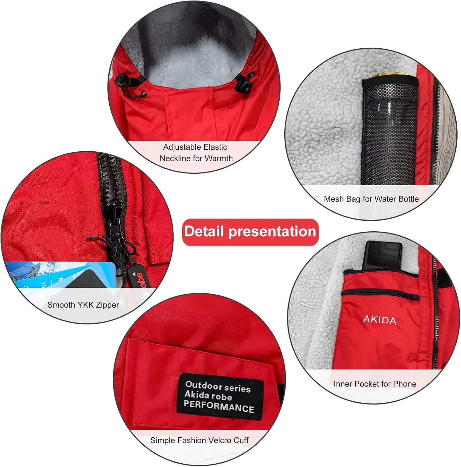 Akida Oversized Changing Robe/Swim Parka,Waterproof Surf Poncho Warm Coat Jacket,Quick Dry Wetsuit Changing Towel.