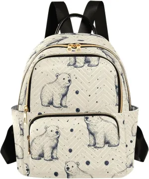 ALAZA Polka Dots Polar Bears Mini Backpack Purse for Women Travel Bag Lightweight Shoulder Bag Fashion Daypack