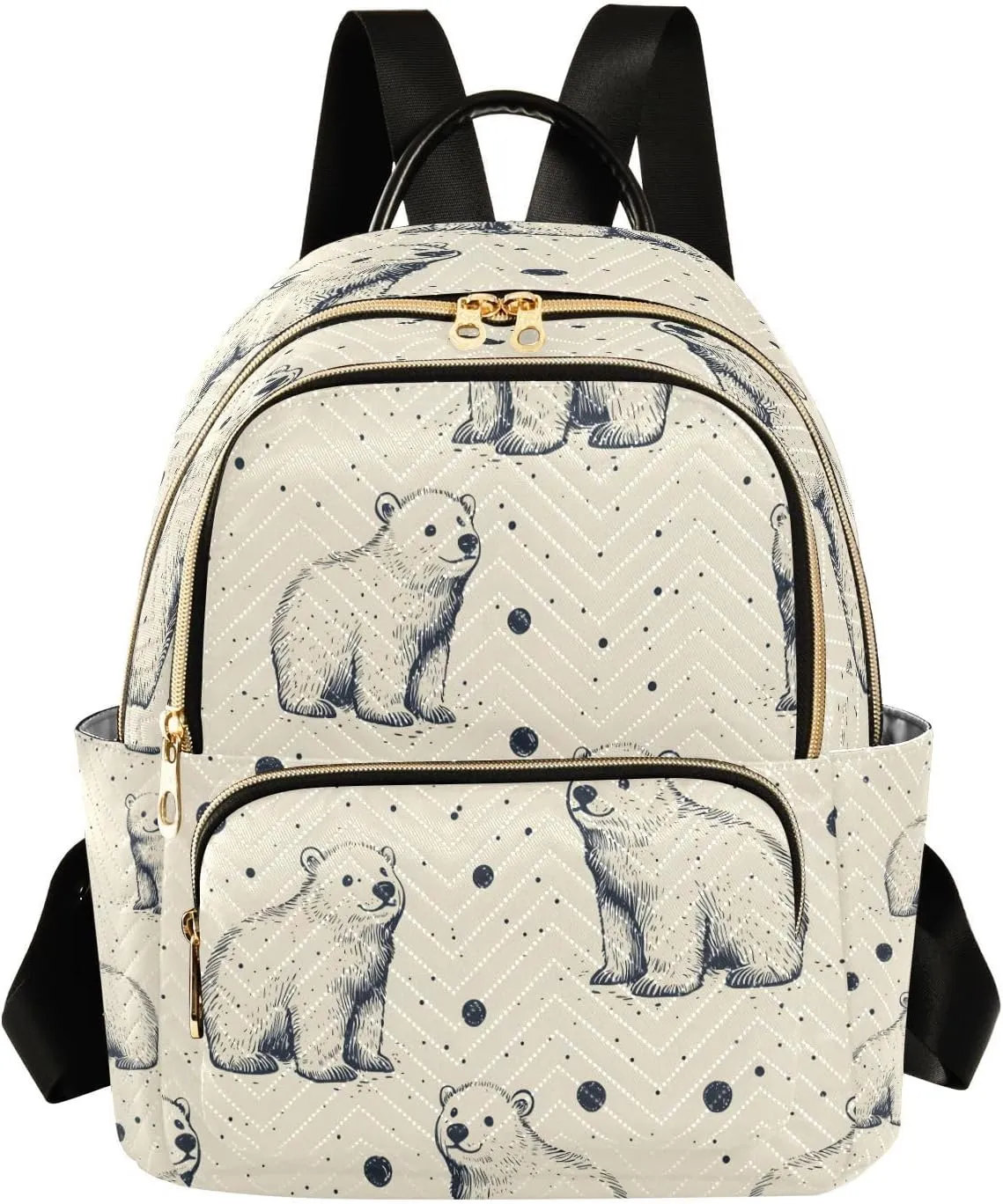 ALAZA Polka Dots Polar Bears Mini Backpack Purse for Women Travel Bag Lightweight Shoulder Bag Fashion Daypack
