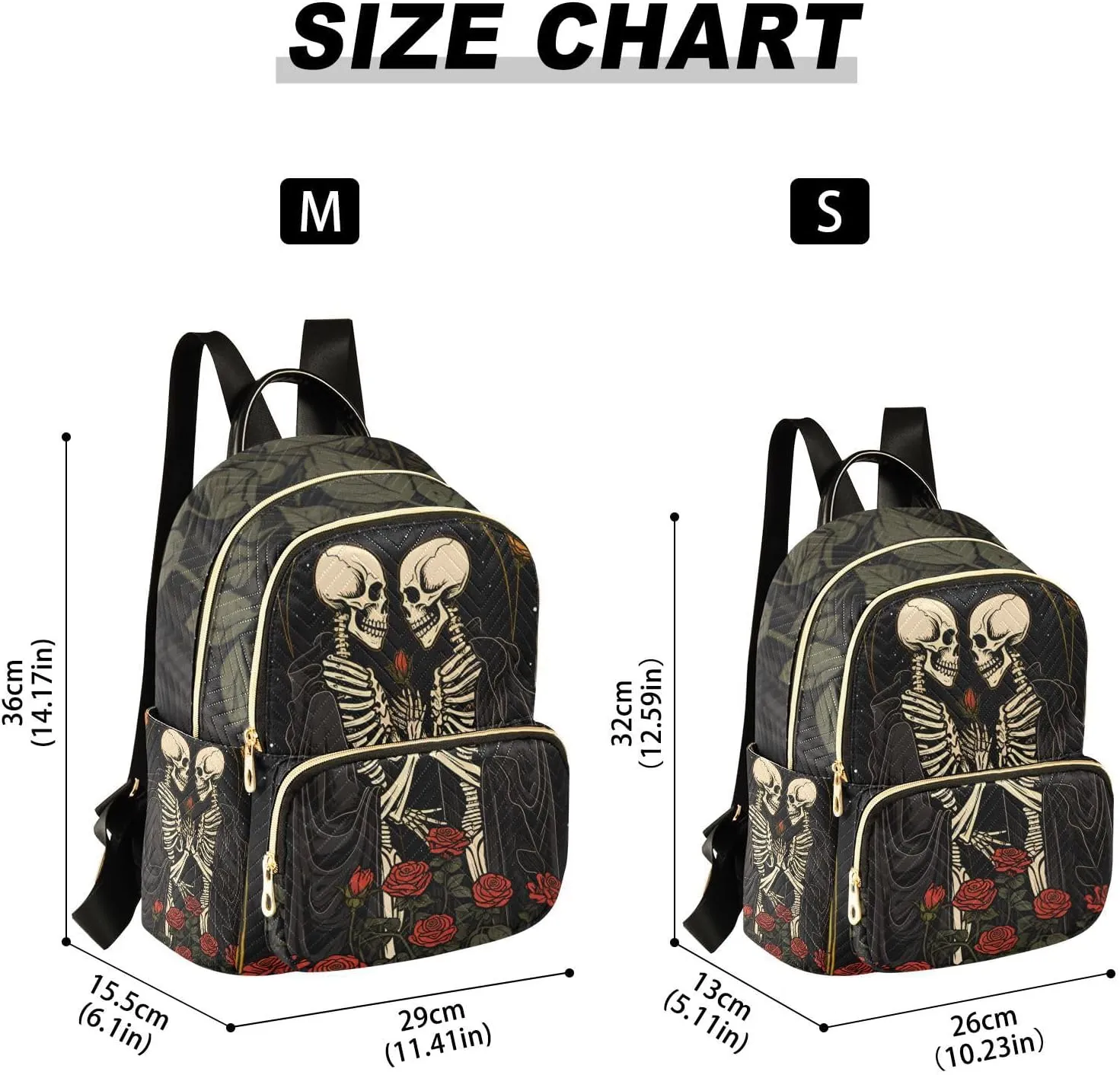 ALAZA Skull in Love with Roses Flowers Mini Backpack Purse for Women Travel Bag Lightweight Shoulder Bag Fashion Daypack