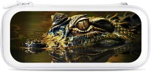 Alligator Head and Eyes Above Water Hard Shell Travel Case with Rope 15 Game Card Pockets Compatible with Switch Protective