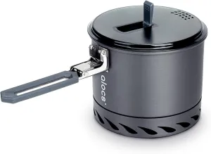 Alocs 1.4L Camping Pot, Lightweight Camping Cookware with Heat Exchanger, Portable Durable Camping Essentials Cooking Set for Backpacking Hiking Traveling