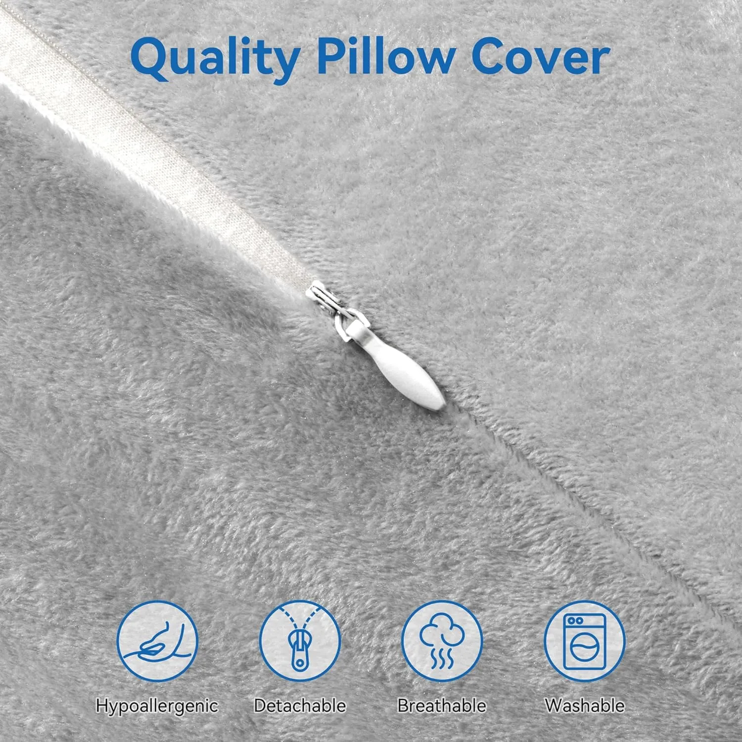 AM AEROMAX 32" King Size Contour Memory Foam Pillow, Neck Pillow for Neck Pain Relief, Neck Orthopedic Sleeping Pillows for Side, Back and Stomach Sleepers(Grey,Velvet)