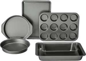 Amazon Basics 6 Piece Nonstick, Carbon Steel Oven Safe Bakeware Set, 16.25 x 11.75 x 6.25 inches