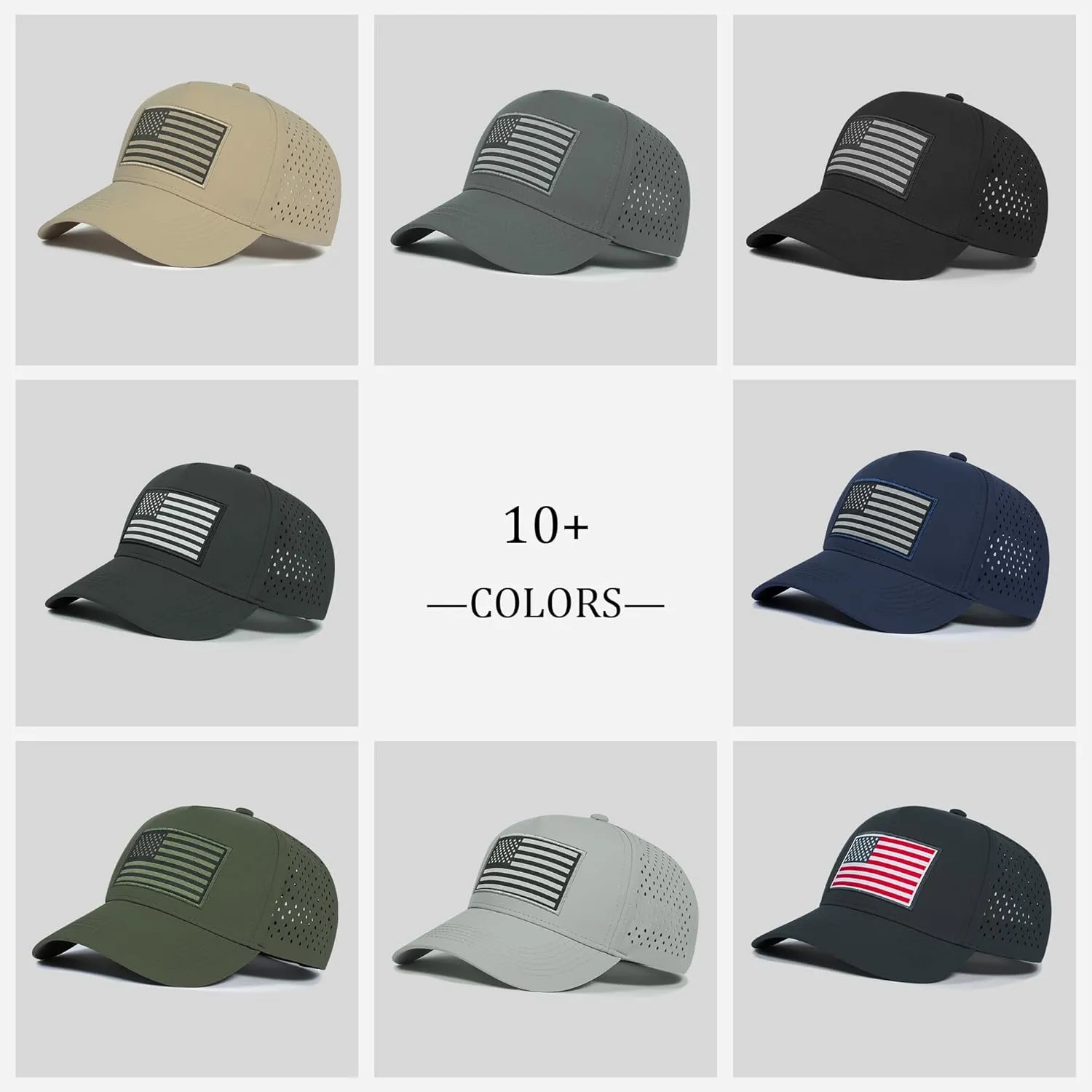 American Flag Trucker Hat, Quick Dry Baseball Cap for Men & Women, Laser Cut Mesh Waterproof Snapback Hats