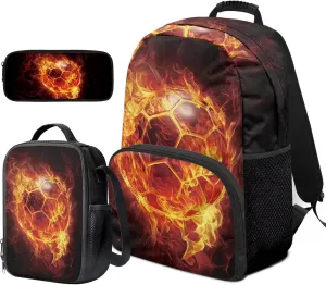 American Football Toddler Backpack and Lunch Box Set Boys Ages 4-6 10-12 Lightweight and Spacious Ideal Bookbag for Weekend Trips Includes Pencil Case School Bag Set of 3 Pack